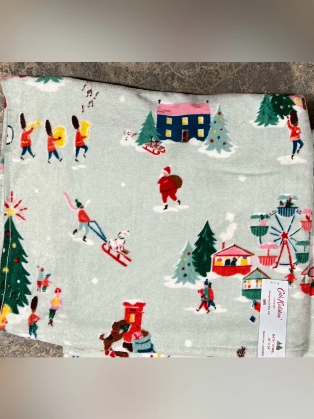 Cath Kidston London Designed in the UK Bath Towel Snow Day - Duckegg - NWT